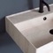 Beige Travertine Design Ceramic Wall Mounted Double Sink With Polished Chrome Towel Holder